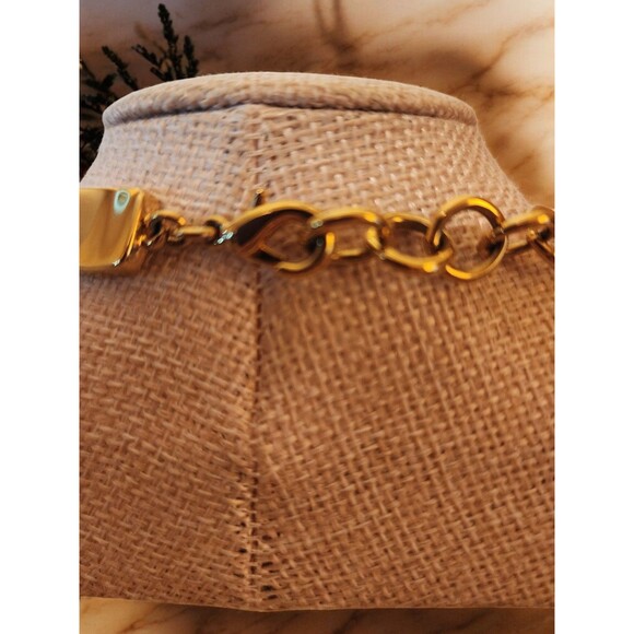 Bold Vintage Style Goldtone Link Necklace – 80s Power Glam | 8” Drop Statement - Picture 6 of 8